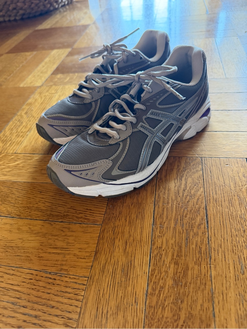 Asics Taupe Gray and White Women's Athletic Running Shoes